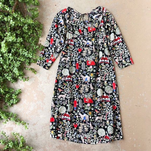 Anna Sui Dresses & Skirts - Anna Sui Homestead Farm Print Silk Midi Dress